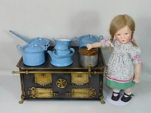 alter großer Bing Puppenherd um 1900 Herd Puppenofen Küchenherd Emailgeschirr - Bild 1 von 17