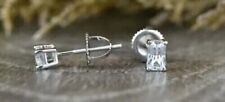 14K White Gold Plated 2Ct Radiant Lab Created Moissanite Solitaire Stud Earrings
