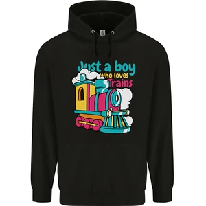 Just a Boy Who Loves Trains Spotter Engine Childrens Kids Hoodie - Picture 1 of 39