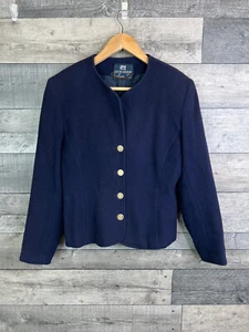 Lochcarron of Scotland Womens Blazer Jacket Size Medium Cashmere Wool Navy Diana - Picture 1 of 12