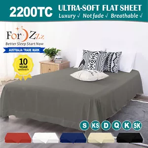 Hotel 2200TC Ultra Soft Top Flat Sheet Only Single/Double/Queen/Super King Size - Picture 1 of 25