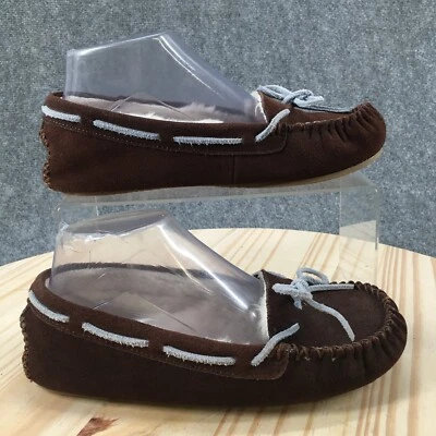 Zapatillas Minnetonka Mujer 6 Cally Mocasín Marrón Gamuza Cuero Cómodas Sin Cordones Foto 1 de 4