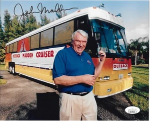 JOHN MADDEN SIGNED 8x10 JSA COA AUTHENTIC AUTOGRAPH PHOTO OAKLAND RAIDERS BUS - Picture 1 of 2