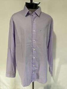 Express 1MX Mens 18-18.5 XXL 36” Sleeve Purple Modern Slim Fit Dress Shirt