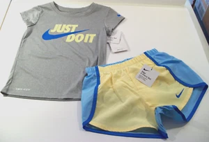 New Girl's Nike Dri Fit Do It Shorts Set, Sz 6 M, Gray Tee - Picture 1 of 6