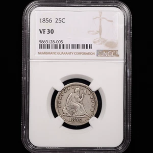 1856 Seated Liberty Quarter 25c - NGC GRADED VF30 - Picture 1 of 4