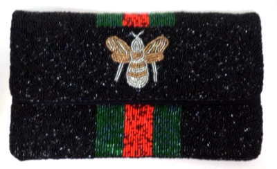 Bolso Clutch Shirdee Abeja Con Cuentas Bandolera Cadena Convertible Negro Rojo Verde NUEVO Foto 1 de 4