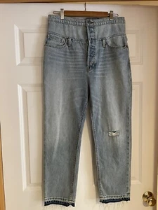 NEU MIT ETIKETT $ 295 HOHE TAILLE KNOPFLEISTE DISTRESSED HUDSON JEANS GRÖSSE 28 - Bild 1 von 6
