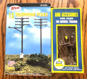 HO  AHM  ( 12) #5610  & Atlas  (5)  #775 Train Accessories 17 Telephone Poles - Picture 1 of 4