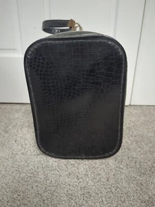 Porta parrucche da viaggio vintage con cerniera e piolo da esposizione nero blu - Foto 1 di 9