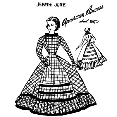 1940s China Head Doll Clothes Pattern Jennie June Princess Dress - Image 1 of 3