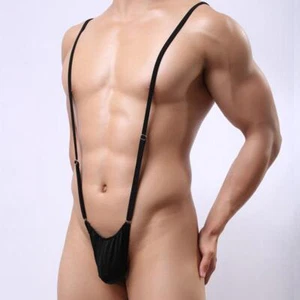 Mens Adjustable Mankini Bikini Thong bodysuit Jockstrap Sexy T-back Underwe - Picture 1 of 12