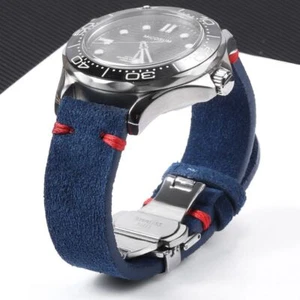 Correa de reloj de cuero con hebilla de mariposa coloridas correas de muñeca pulsera 18-22 mm - Imagen 1 de 23