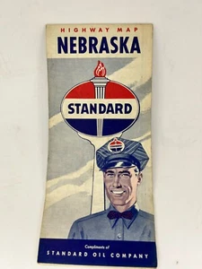  Mapa de Nebraska Rand McNally Standard Oil Roadside Hospitality DE COLECCIÓN 1946 - Imagen 1 de 6