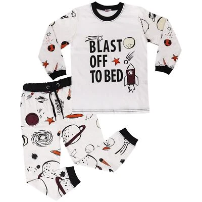 Conjunto de 2 piezas de ropa de dormir para niños Rocket Spaceship Blast Off pijamas para niños Foto 1 de 3