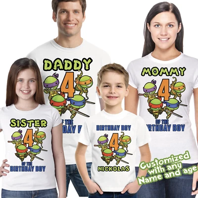 Camisa Cumpleaños Tortugas Ninja - Camisa Cumpleaños TMNT - Personalizada con cualquier edad Foto 1 de 4