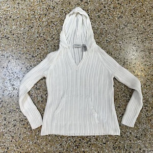 Villager By Liz Claiborne Women Hoodie Knit Sweater Size Xl Yellow 100% Cotton - Picture 1 of 6