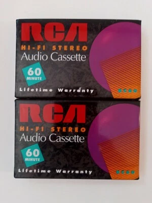 Cassette de audio en blanco estéreo Hi-Fi RCA RC60 2 cintas selladas 60 minutos Foto 1 de 2