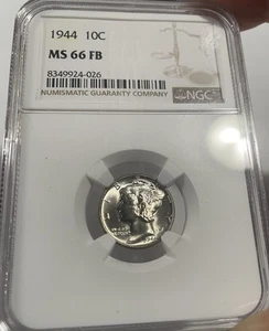 1944-P Mercury Dime Gem BU Full Bands-NGC MS66FB-Tough Grade! (lot 100) - Picture 1 of 5