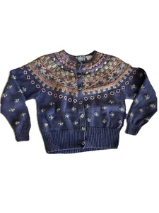 Sigrid Olsen VTG Cardigan Small Grandma Core Mohair Silk Cozy Blue Hand Knit - Picture 1 of 6