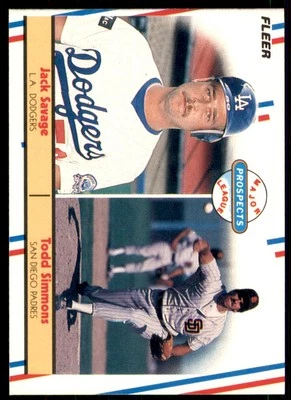 1988 Fleer Jack Savage/Todd Simmons RC Los Angeles Dodgers/San Diego Padres #650 - Image 1 of 2