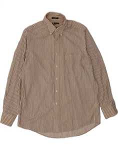 CHAPS Mens Shirt Size 16 1/2 Large Beige Striped Cotton AQ02 - Picture 1 of 3