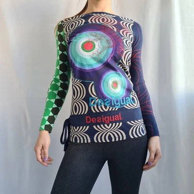 NUEVA Blusa Desigual Talla XS Piedra del Rin Bordada Geométrica Manga Larga... - Imagen 1 de 4