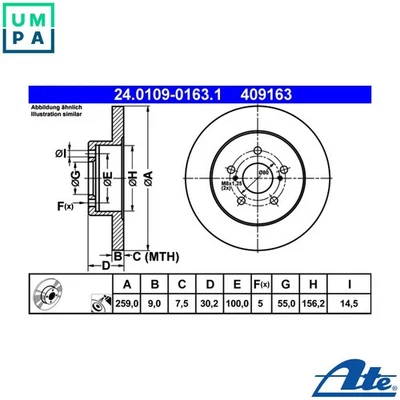 2x BRAKE DISC 24.0109-0163.1 FOR LEXUS TOYOTA VERSO/SPACE PRIUS/PRIME/PHV 1.8L - Image 1 of 4