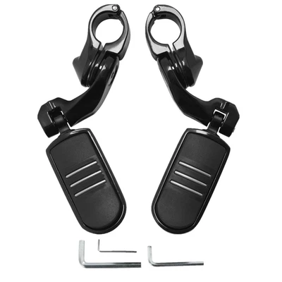 Clavija de pie de protección de motor de carretera de 1-1/4" negra en ángulo corto para Harley Foto 1 de 4