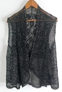 Charlie Paige Vest S/M Black Lace Mesh Boho Goth Layering - Picture 1 of 4