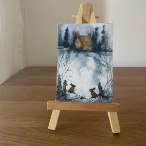 Aceos Original Painting By Toni Cottage in the Winter - Picture 1 of 1