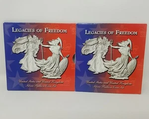 2002 & 2003 Legacies Of Freedom U.S. & UK Silver Bullion 2 Coin Set #20066 - Picture 1 of 8