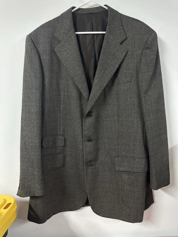 VTG Luciano Barbera Brown Flannel Over Check Plaid Blazer Wool 56 IT/46L US - Image 1 of 4