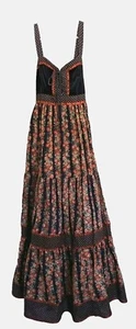 1970er Jahre Gunne Sax Kohl Rose Korsett abgestuft Maxi Damen 90 böhmisch Cottagecore - Bild 1 von 11