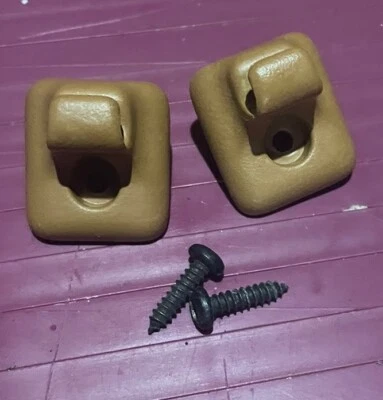 1993-1998 JEEP GRAND CHEROKEE sun visor clips (2) Camel Saddle LEFT RIGHT SIDES - Image 1 of 3