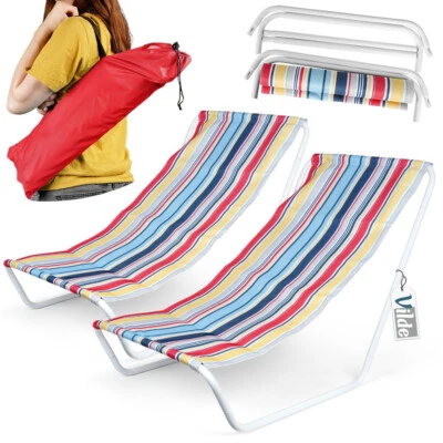 Gartenliege Sonnenliege Strandliege Liegestuhl Strandstuhl tragbar 2 Stk. - Bild 1 von 4
