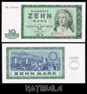 GERMANY DDR 10 MARK 1964 Pick-23 UNC S/N IQ 273463 - Picture 1 of 1