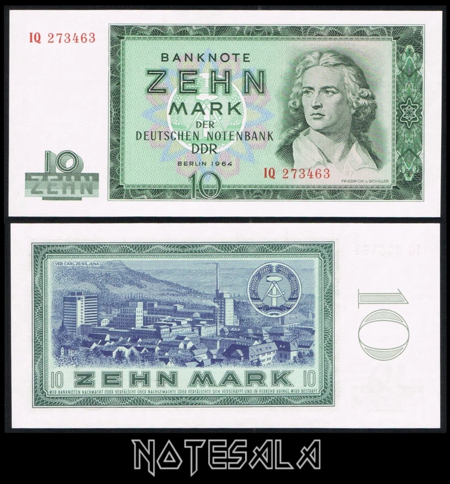 GERMANY DDR 10 MARK 1964 Pick-23 UNC S/N IQ 273463 - Image 1 of 1