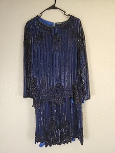 Set gonna vintage Mark & John II blu nere con perline paillettes taglia S - Foto 1 di 9