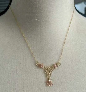 OR Designer Signed 10k Rose Yellow Gold Butterfly Filigree Chain Necklace - Picture 1 of 7