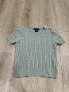 Ralph Lauren Purple Label Rib Knit Wool Silk crew neck Sweater Short Sleeve - Picture 1 of 12