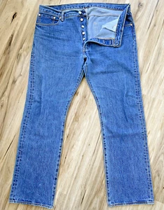 Pantalones de mezclilla Levi’s 501 Button Fly azul para hombre 38x30 rectos Y2K 501-0193 lengüeta roja - Imagen 1 de 18