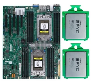 Supermicro H11DSI Mainboard REV 2.0 + 2x AMD EPYC 7702 64 Kerne CPU Combos - Bild 1 von 3