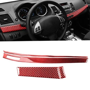 4Pcs Red Carbon Fiber Interior Dashboard Panel Cover For Mitsubishi Lancer 08-15 - Picture 1 of 10