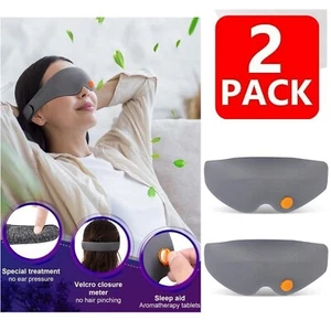 2 Pack Travel 3D Eye Mask Sleep Soft Padded Aroma Cover Rest Relax Blindfold - Picture 1 of 7