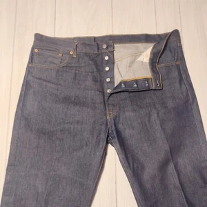 Levi’s 501 Jeans Men’s Size 42x34 Dark Denim Straight Leg Button Fly Red Tab - Picture 1 of 10