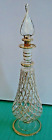 OLD Vtg Hand Blown Clear & 18kt Gold Accents Murano Glass Perfume Bottle