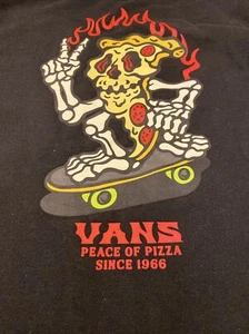 Vans Off The Wall Black Hoodie Sweatshirt Pizzeria Peace Of Pizza Youth YTH Sz L - Picture 1 of 16