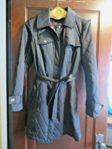 Giacca trapuntata Coach Donna Taglia M Firma Cotone Nero Lunghezza Cappotto Auto