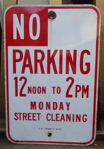ENAMEL STREET SIGN NO PARKING  L A TRAFFIC DEPT 1960S FREE SHIPPING TO ENGLAND Cover